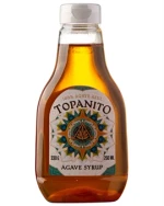 Topanito Agave Syrup flaske med tyktflydende ravfarvet væske